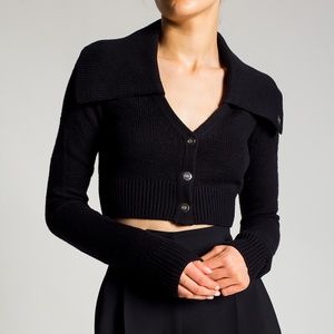 Helmut Lang Tucked Cropped Cardigan Balck